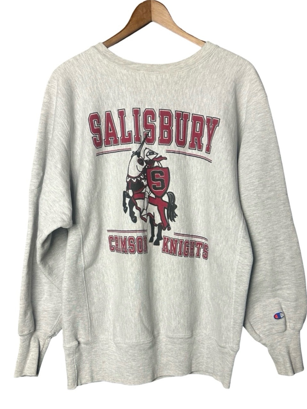 Rare 90s Vintage Champion Reverse Weave Salisbury Crimson Knights Prep School
